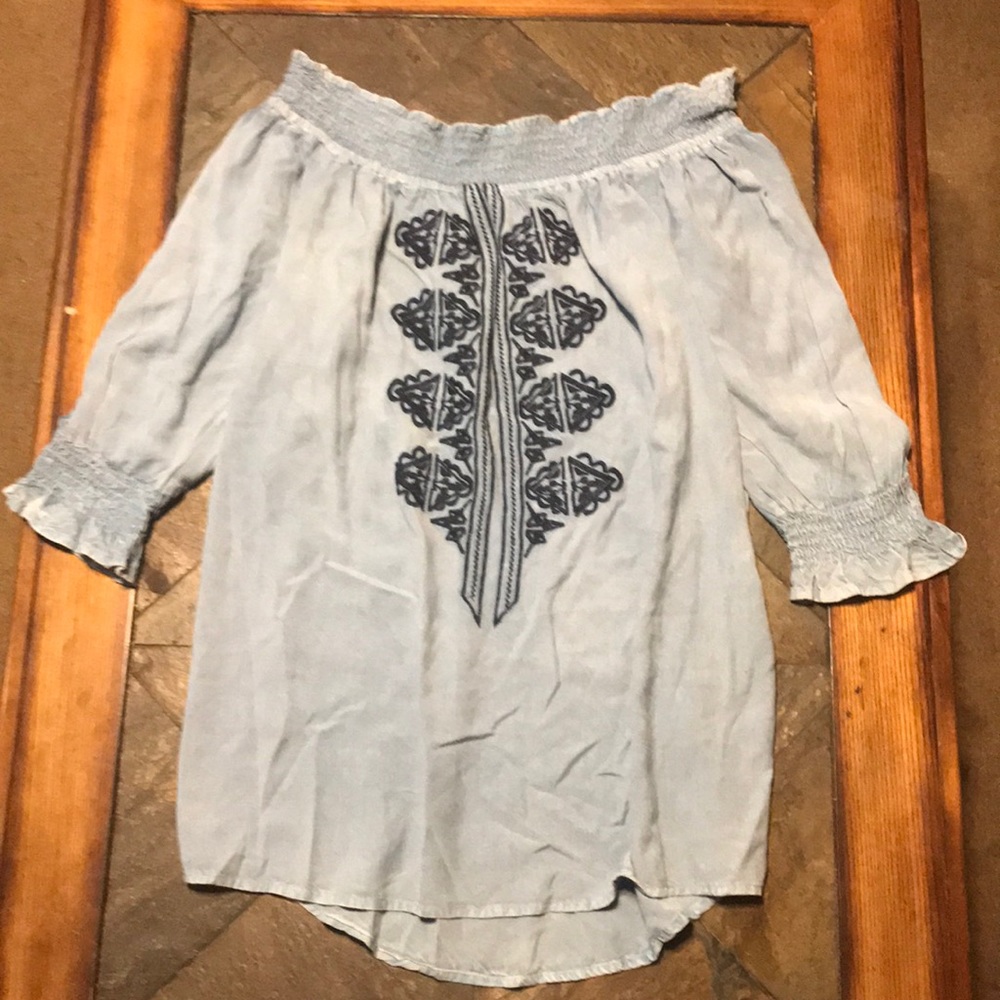 Boho denim top